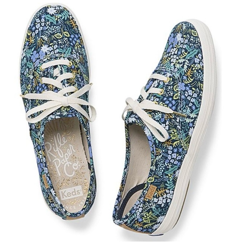 EUC Keds X Rifle Paper Co. Champion Sneakers in Blue Meadow